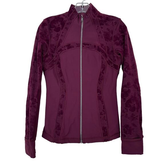 Lululemon Maroon Floral Special Edition Define Jacket Flocked Dark Adobe Sz 6 - Picture 1 of 6